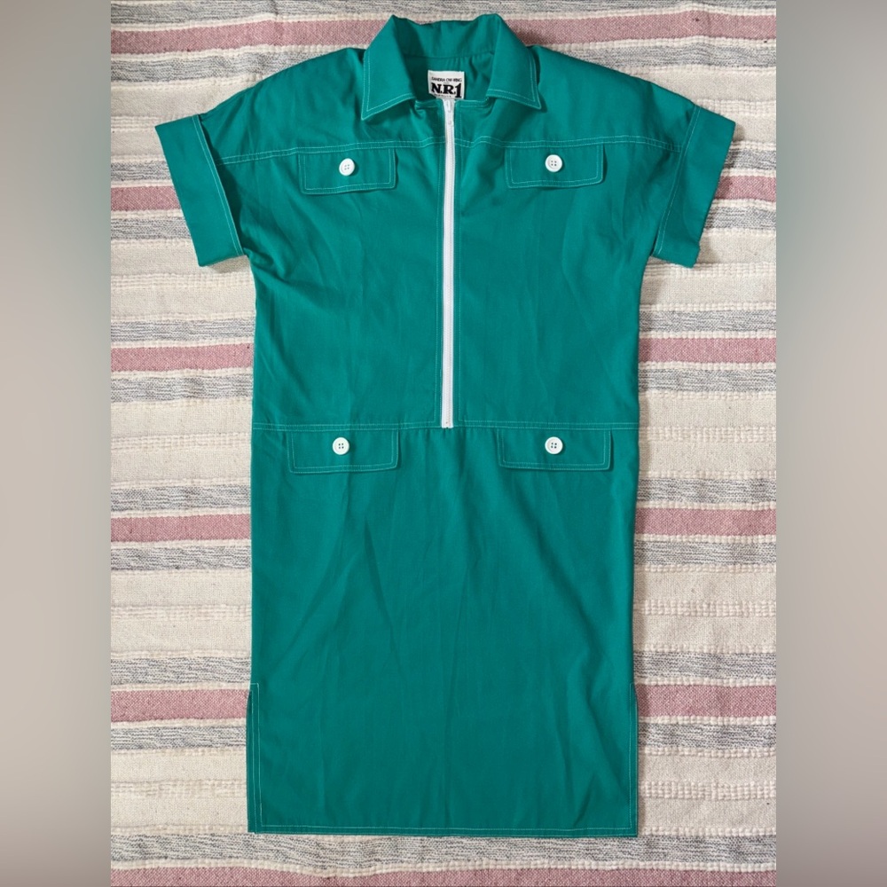 Teal Zip-Up Dress